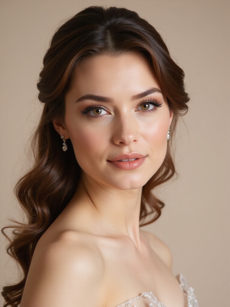 classic half up waves hairstyle