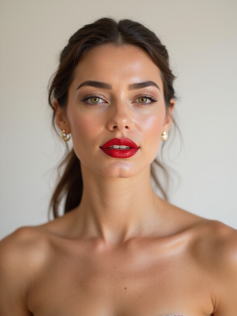confident bold red lips