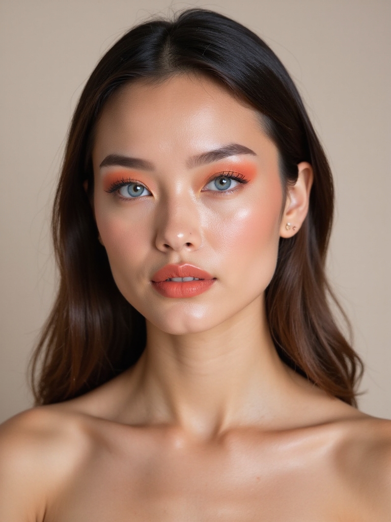 coral apricot wedding makeup
