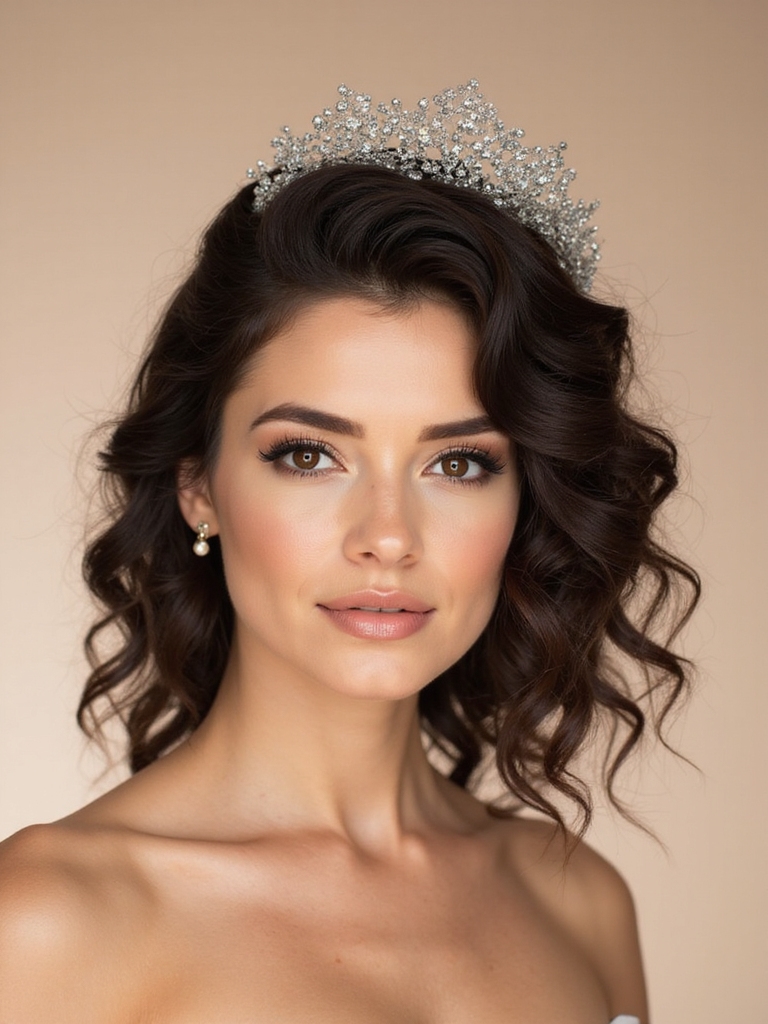 curls with delicate veiling
