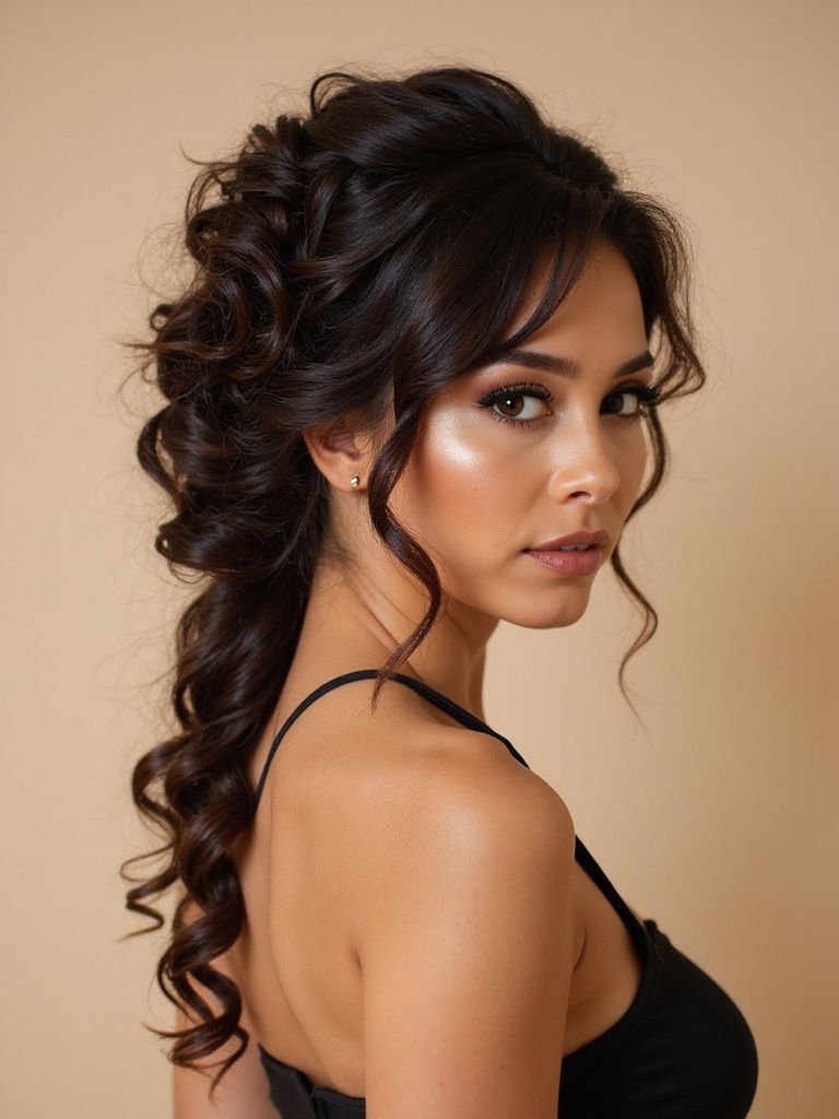 curly low twisted chignon