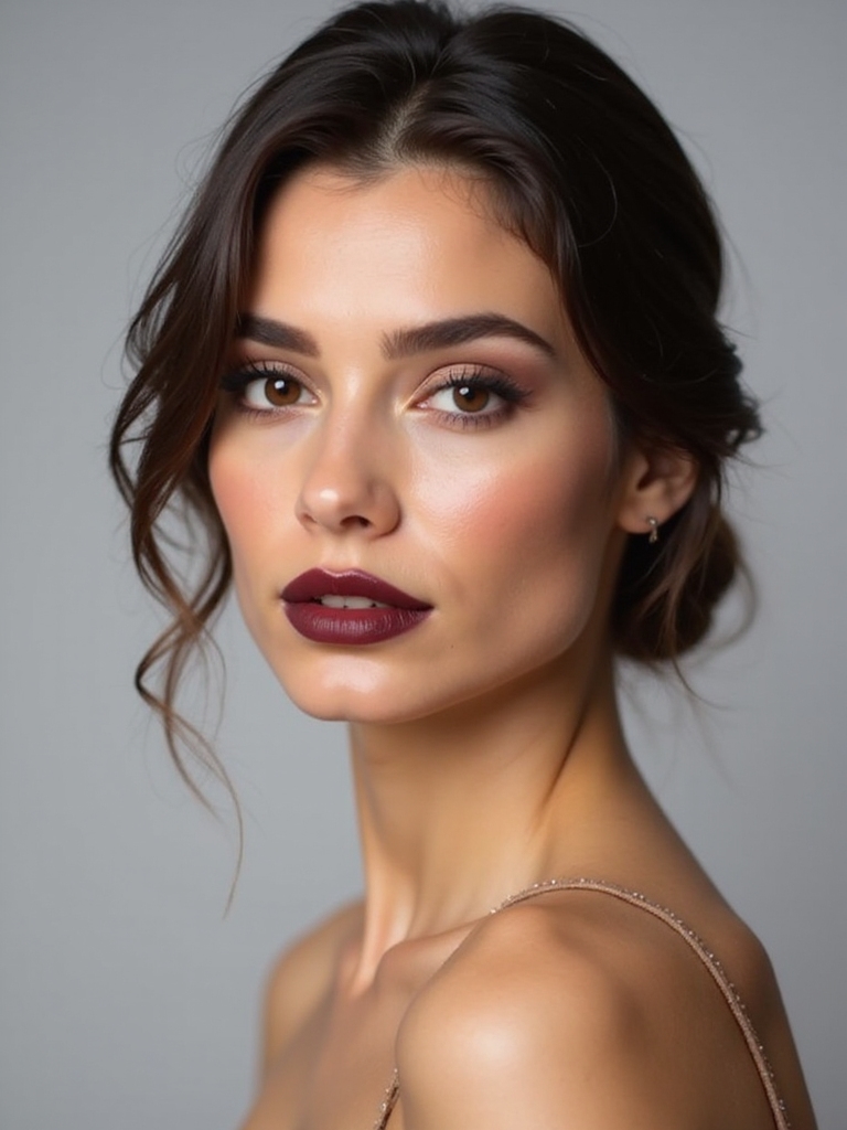 deep burgundy bridal makeup