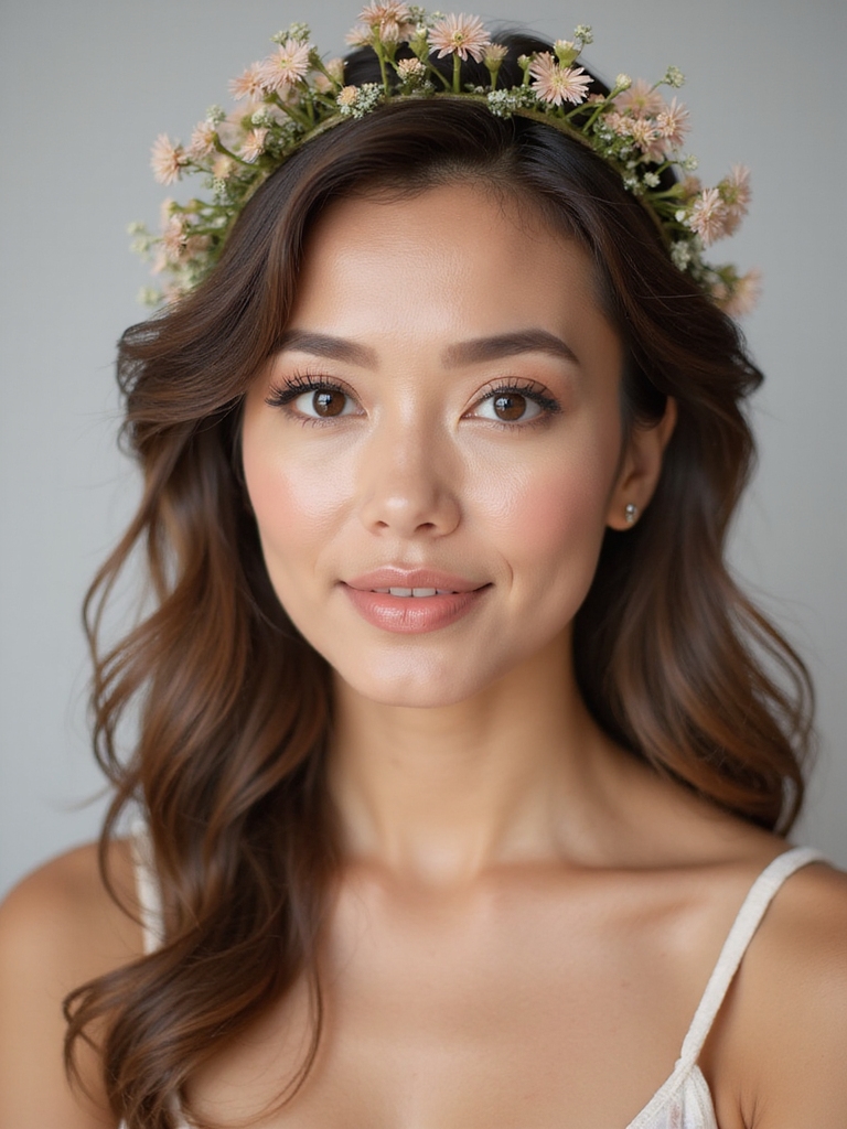 delicate floral crown hairstyle