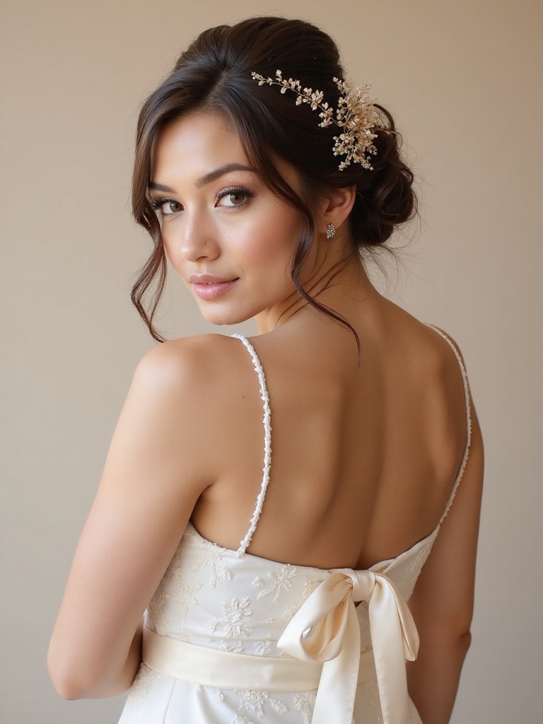 delicate floral wedding hairstyle