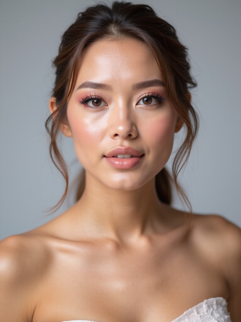 dewy pink bridal makeup