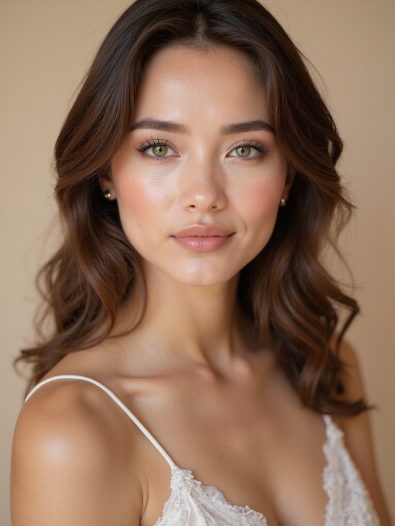 earthy tones enhance green eyes