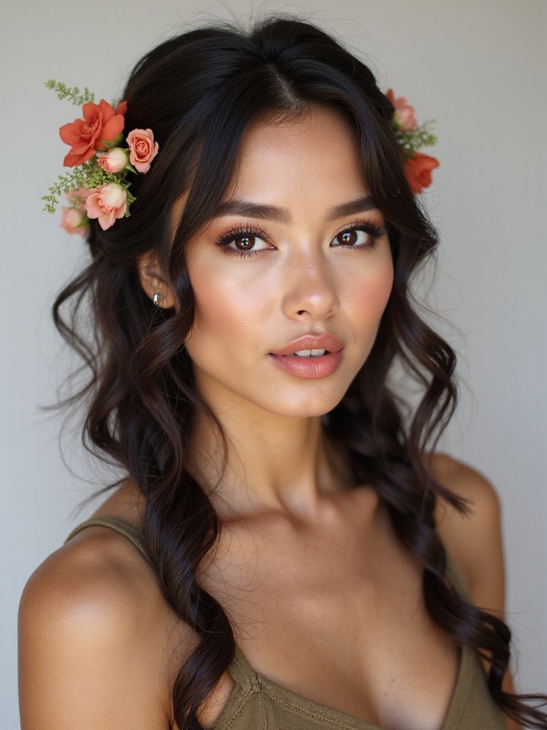 effortless romantic floral braids