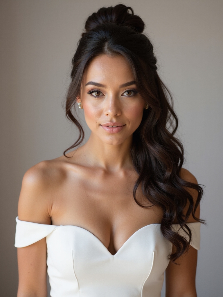 elegant bridal bun curls