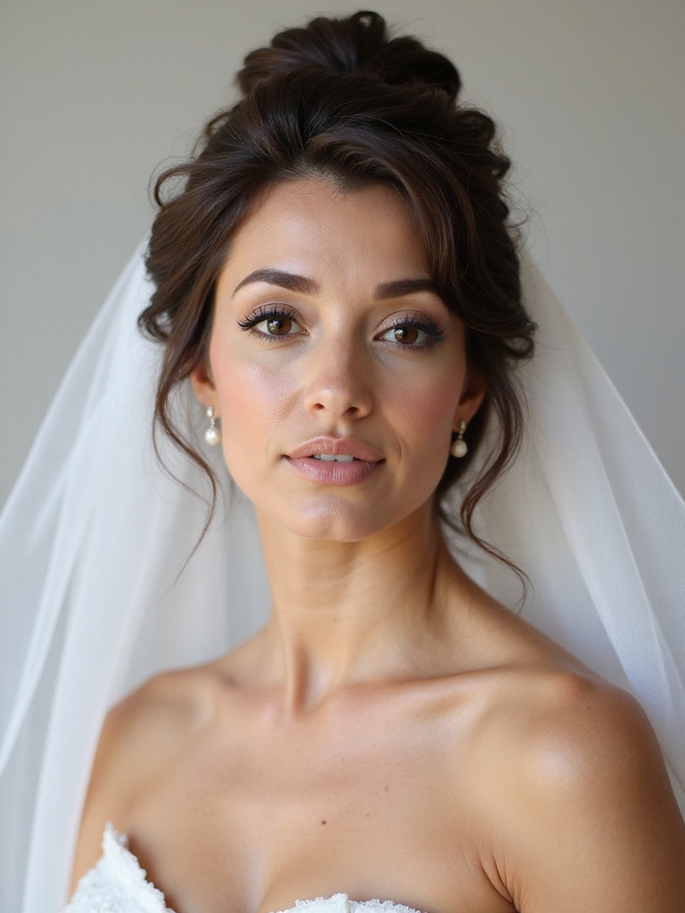 elegant half up veil foundation