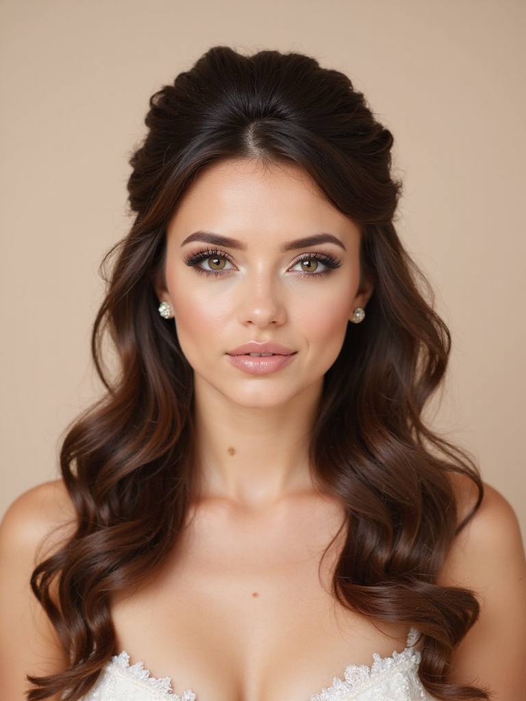 elegant half up voluminous waves
