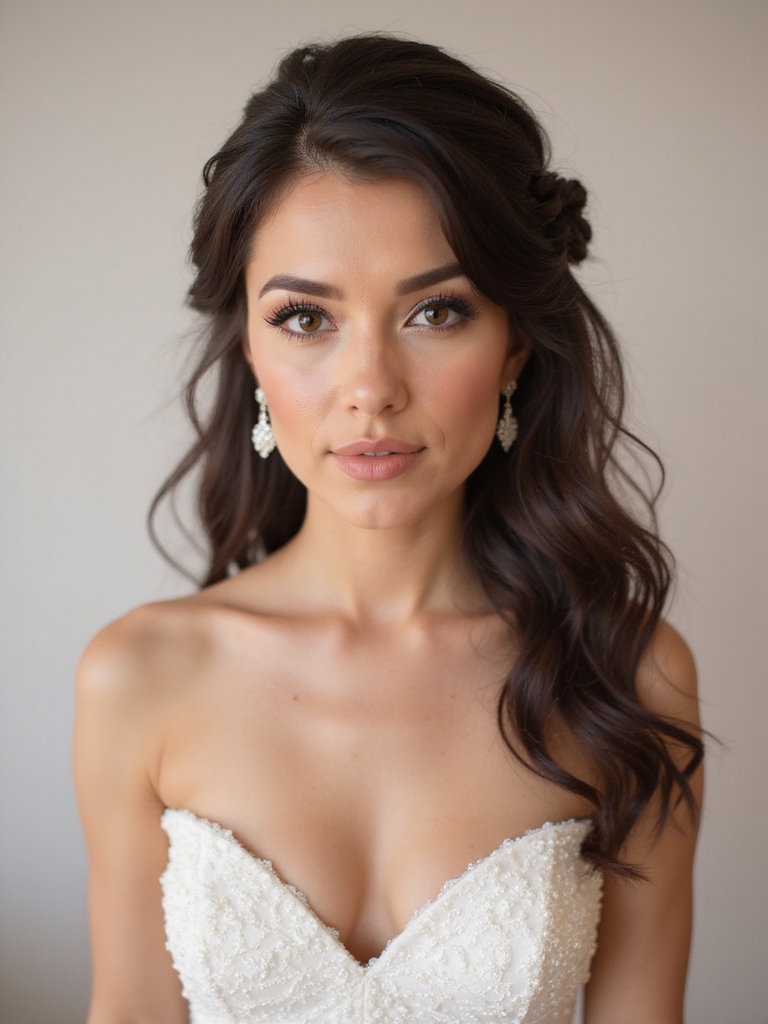 elegant half updo waves