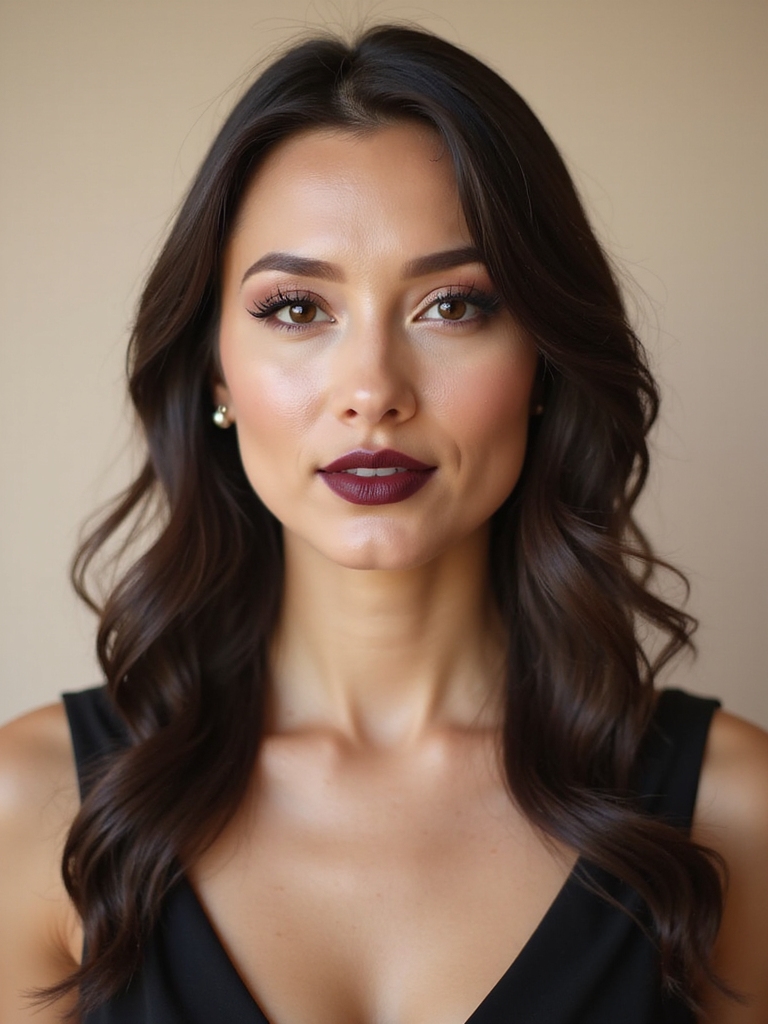 elegant plum lips soft eyes