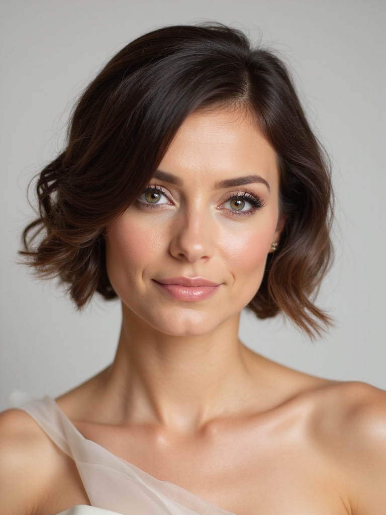elegant side swept bob styling