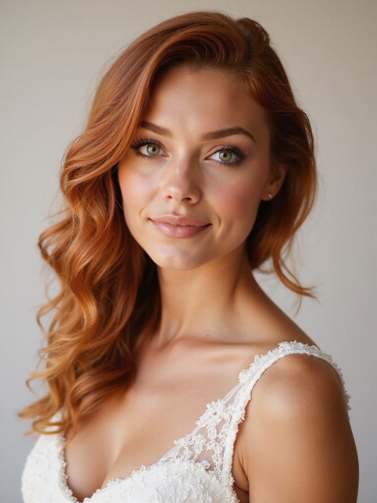 elegant side swept copper curls