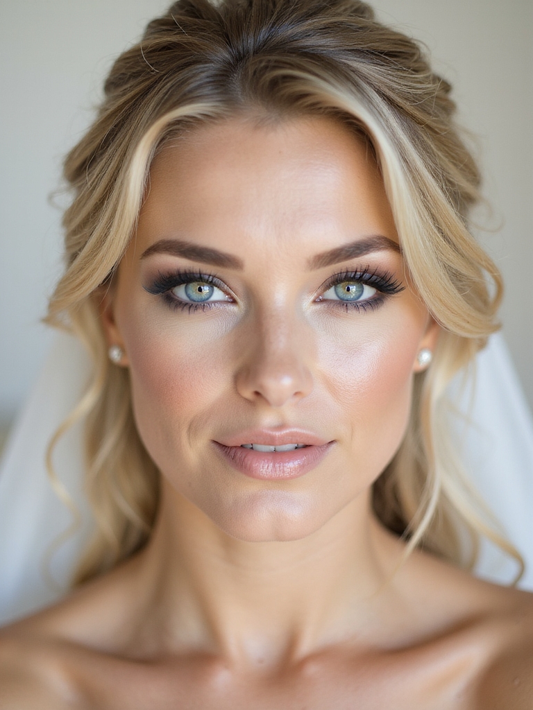 elegant taupe gray bridal makeup