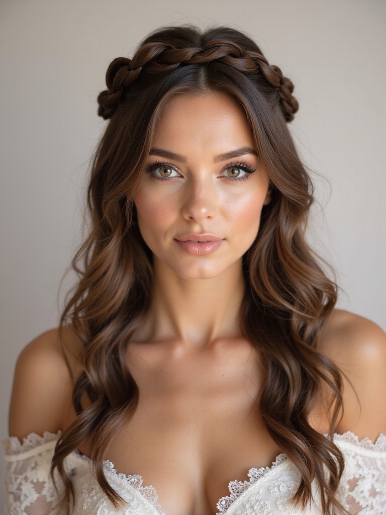 fishtail braid half crown