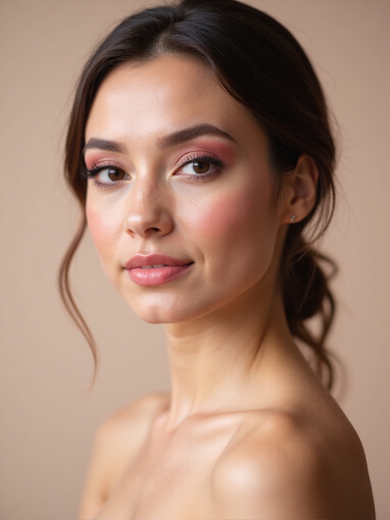 flattering pink bridesmaid makeup