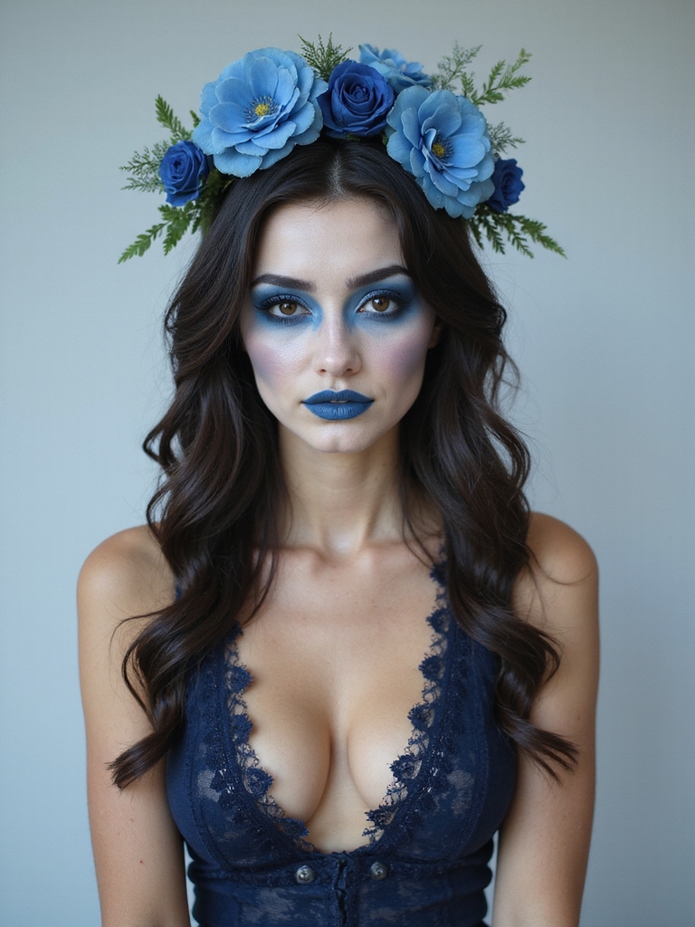floral crown subtle blue
