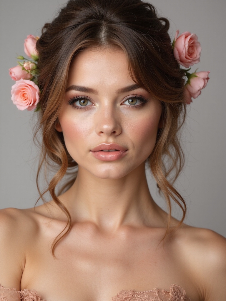 floral half up half down hairstyle