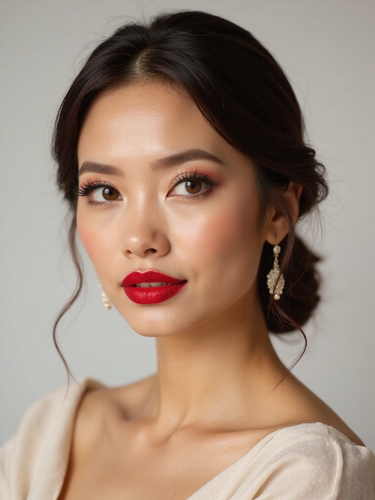 glamorous bridal bold red lips