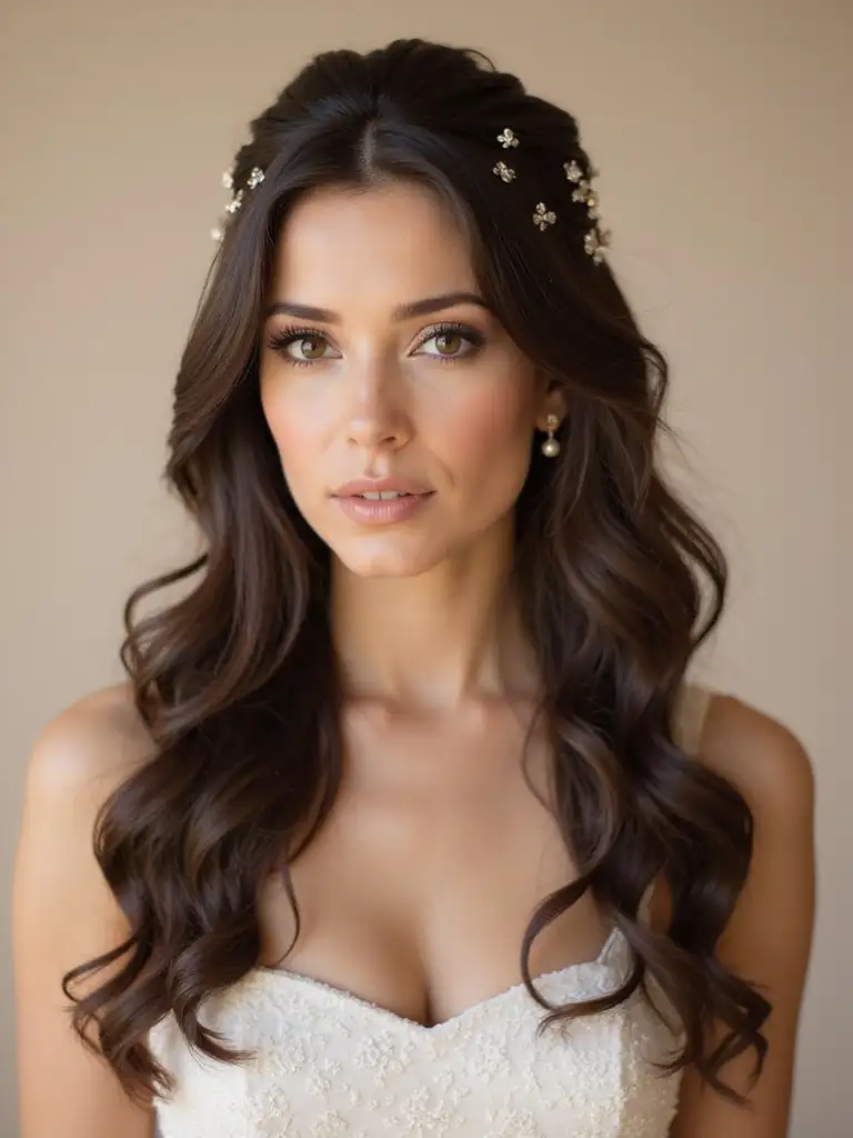 glamorous half up half down hairstyle
