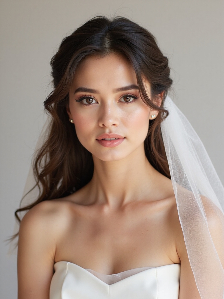 half updo secures veil