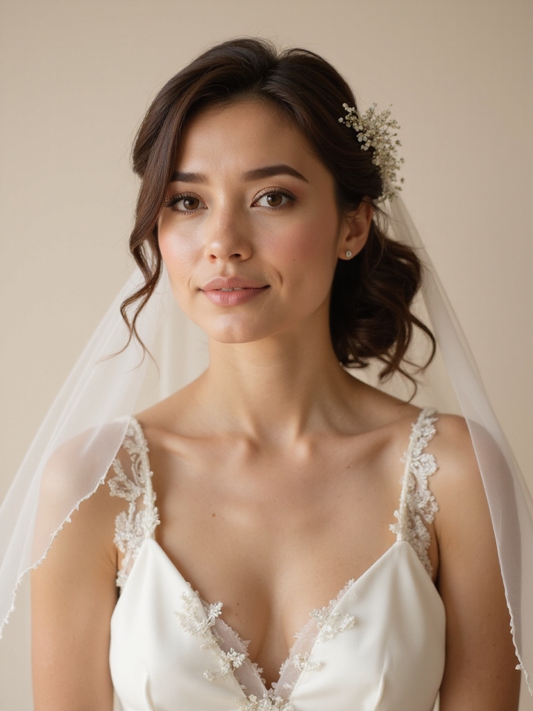 half updo with veil accessories