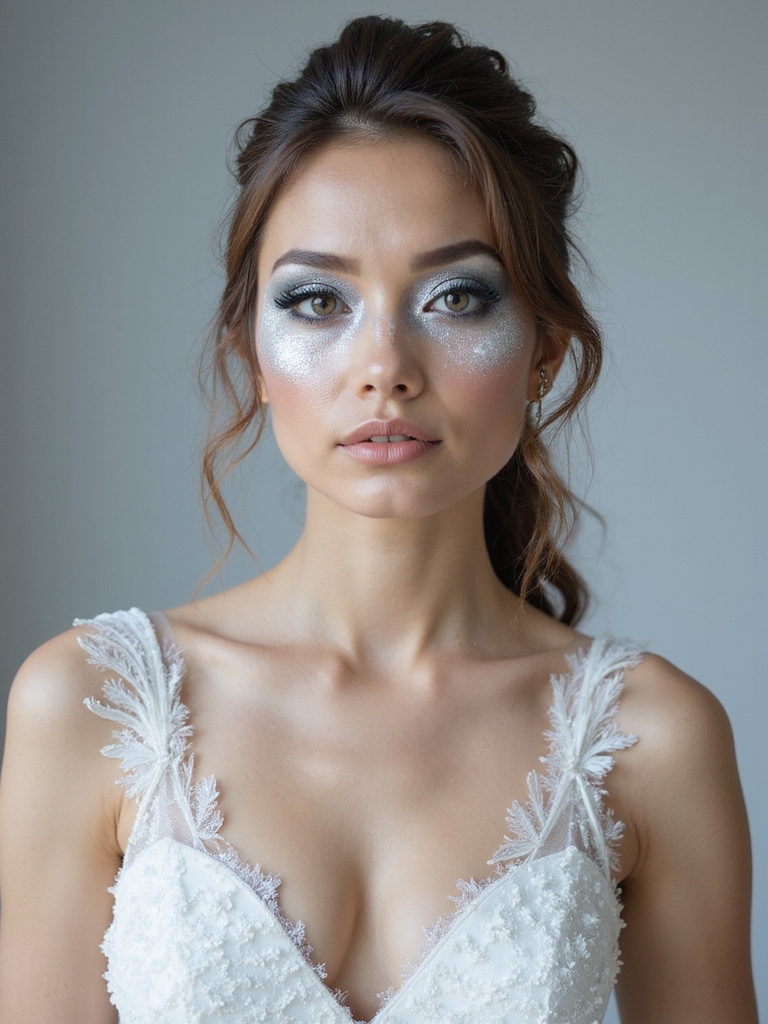 icy silver shimmer makeup