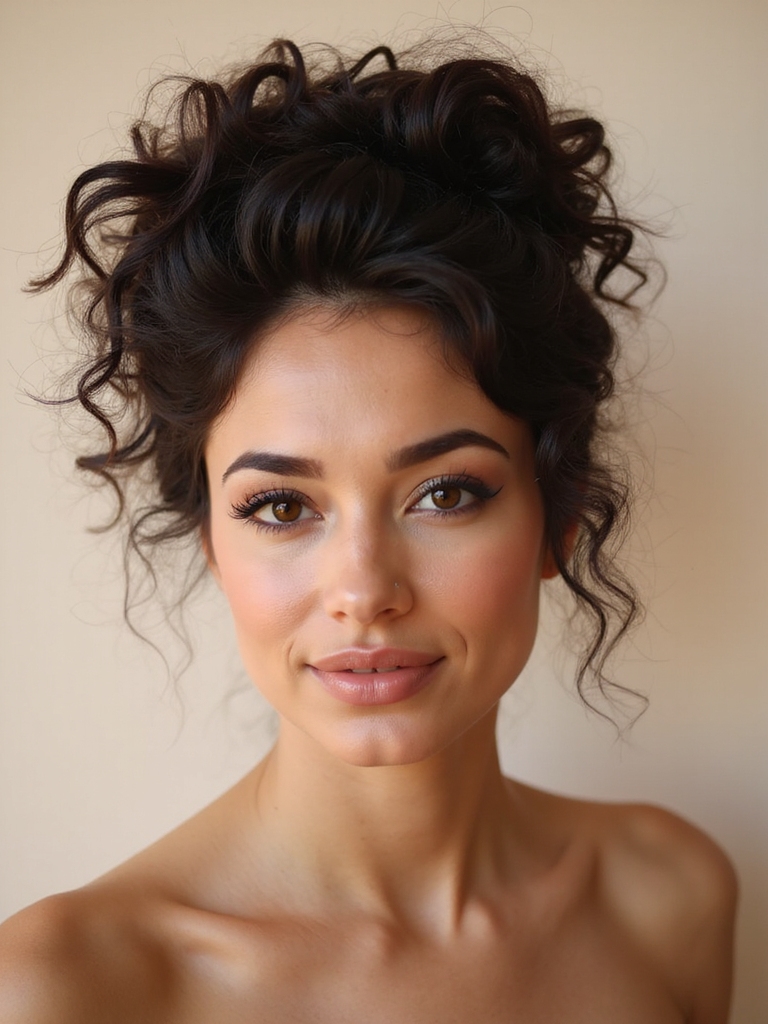 loose romantic curly updo