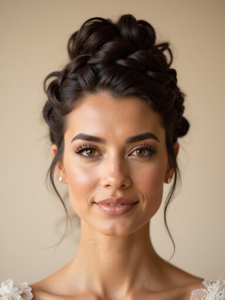 majestic braided crown updo