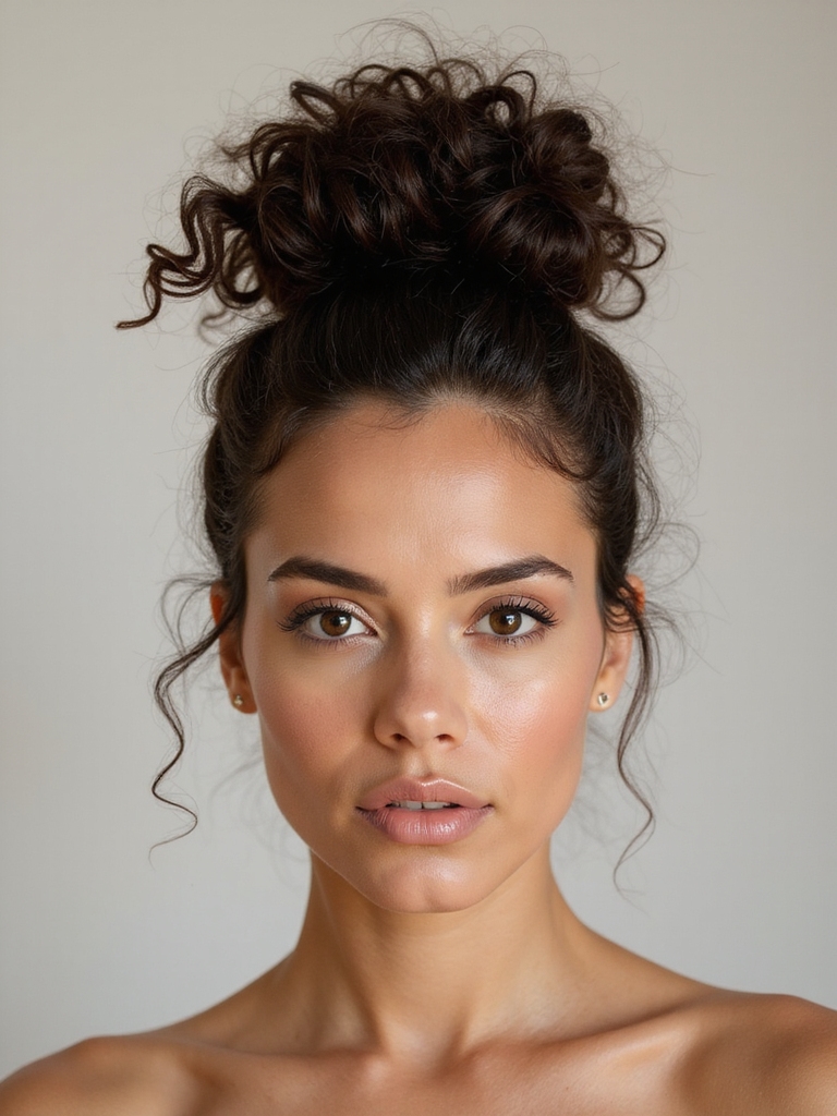 messy bun with curls