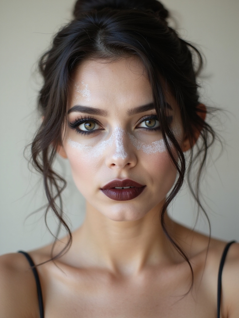 pale complexion dark eyes