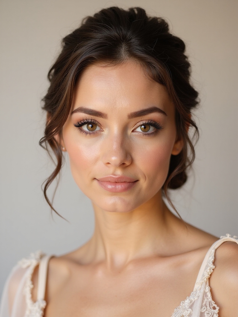 peach hues enhance brown eyes