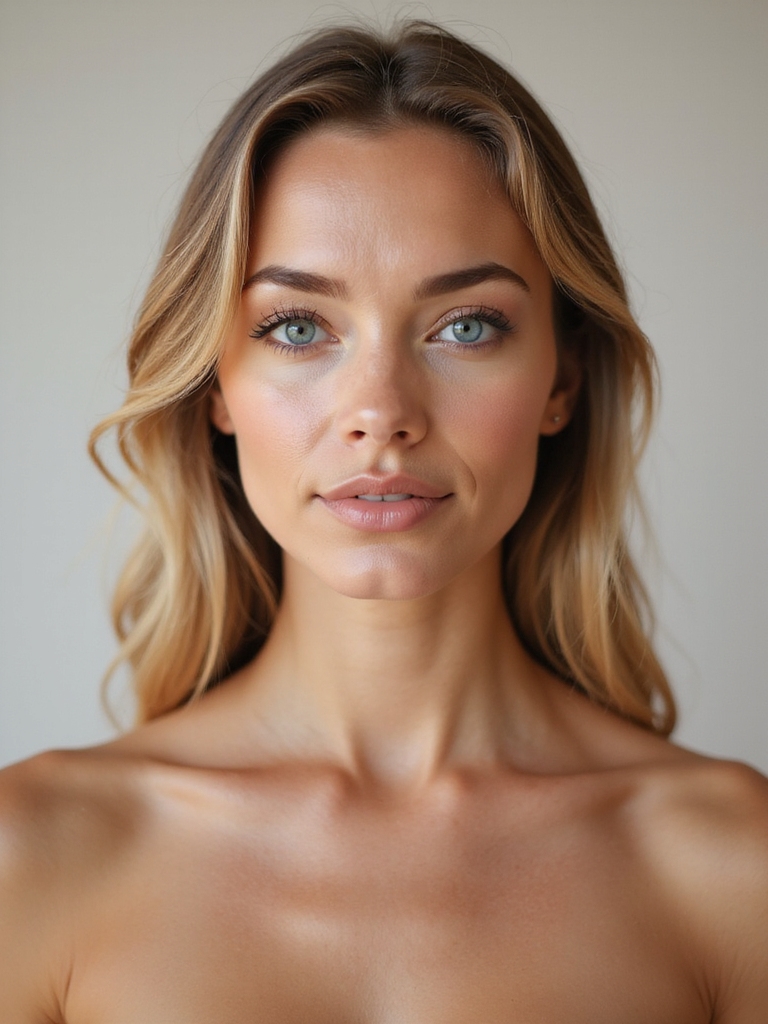 peach tones enhance blue eyes