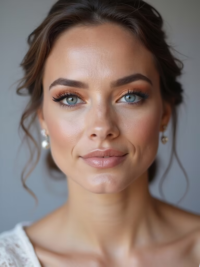 peachy bronze enhances blue eyes
