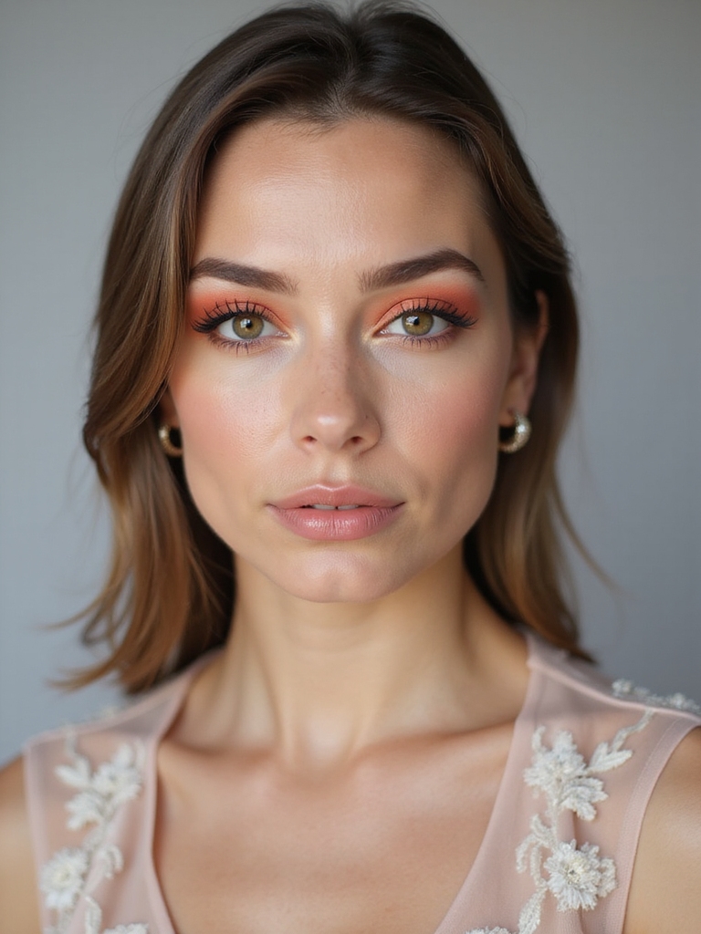 peachy coral bridal makeup