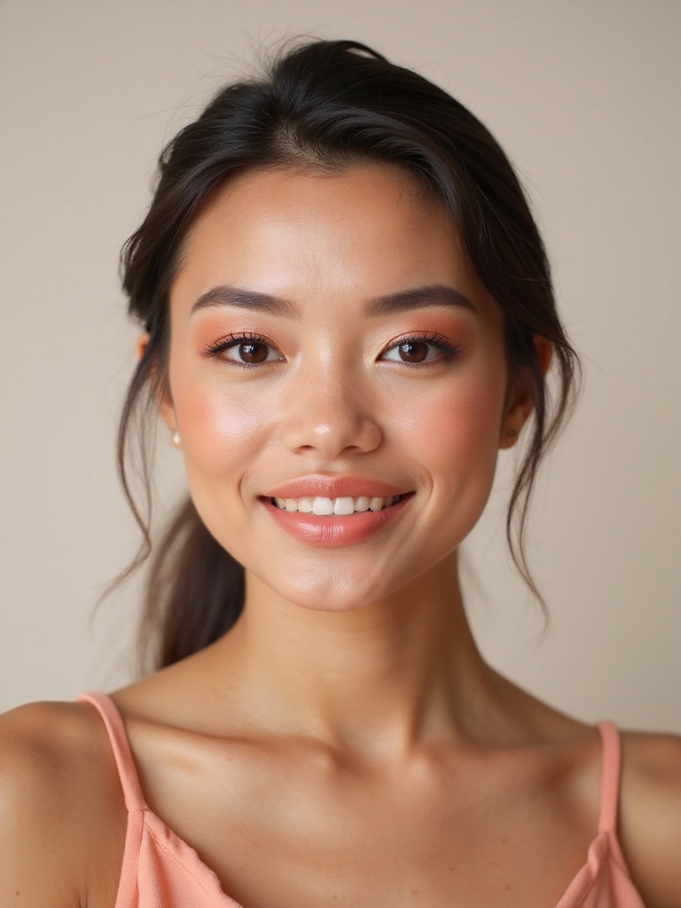 peachy coral engagement makeup