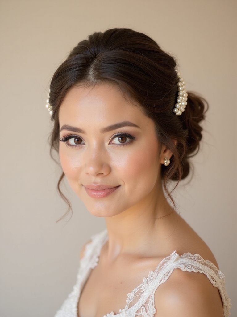 pearl barrette half up elegance