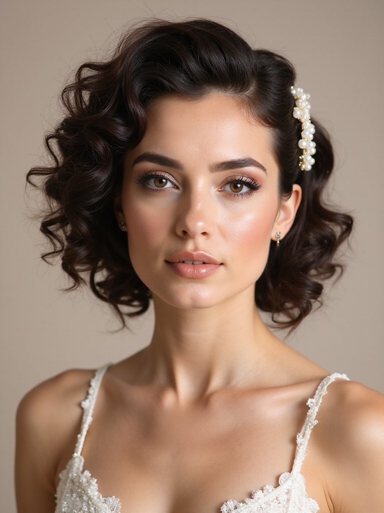 pearl embellished curly half crown