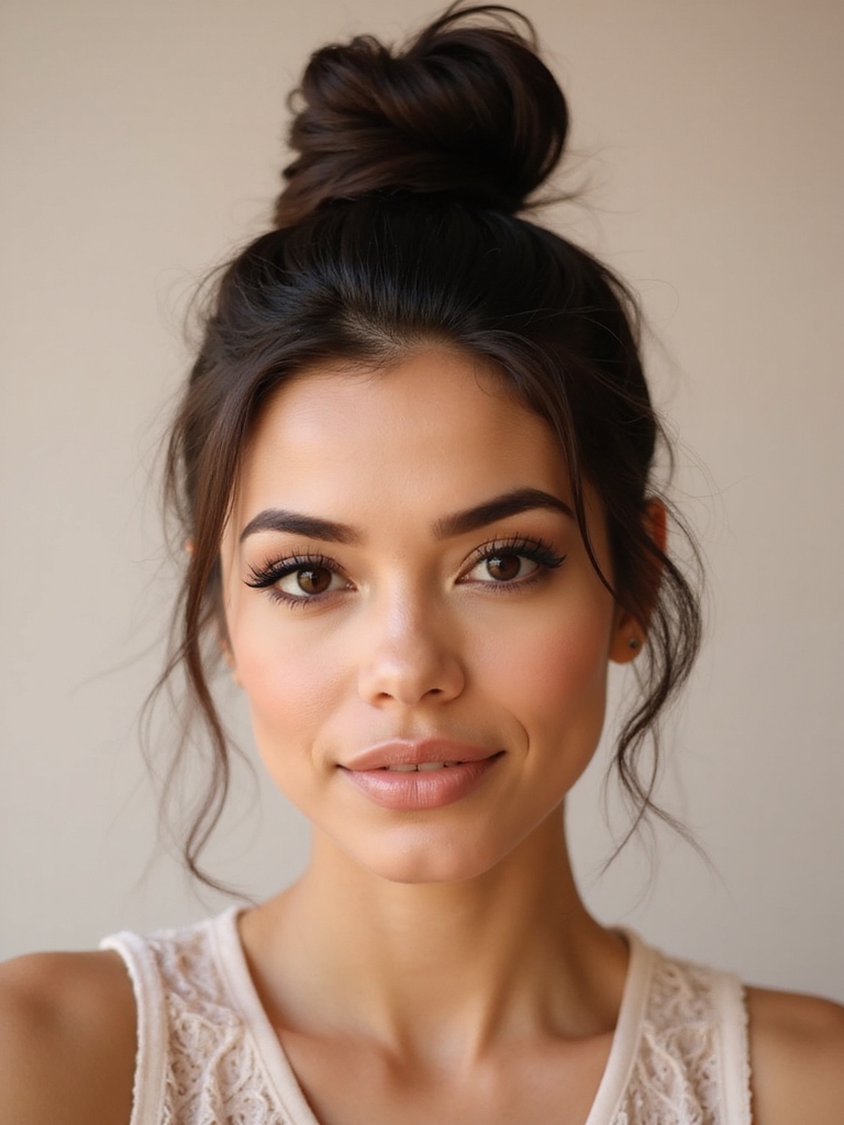 playful half up top knot