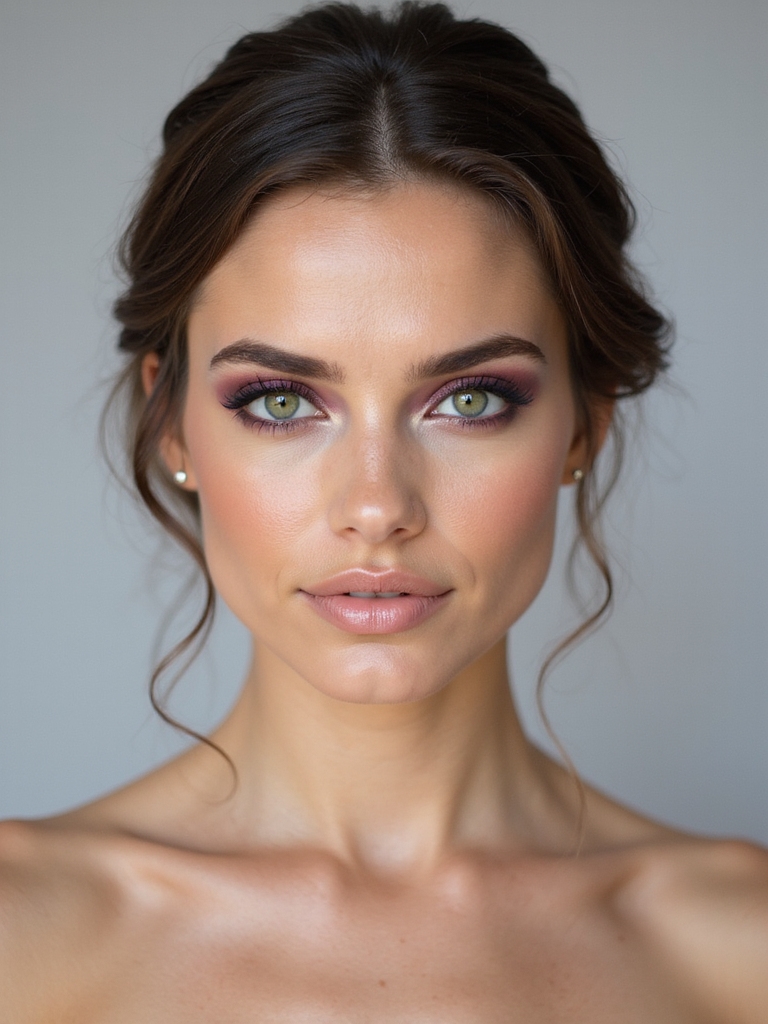 plum eyeshadow enhances green eyes