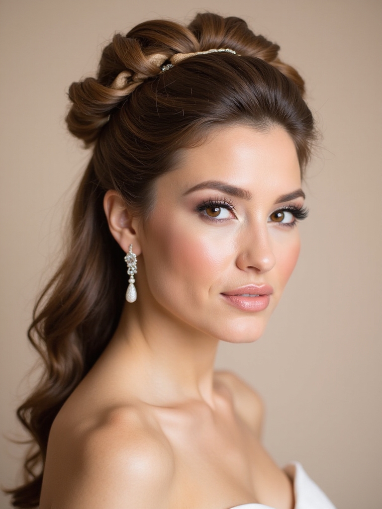 ribbon braided wedding hairstyle elegance