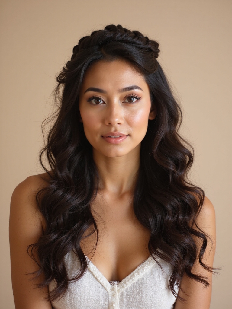 romantic braided crown curls