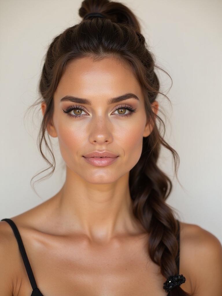 romantic braided ponytail style