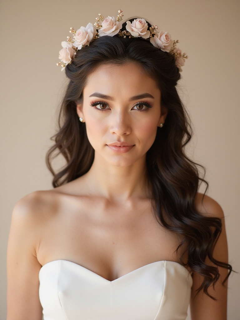 romantic cascading curls crown