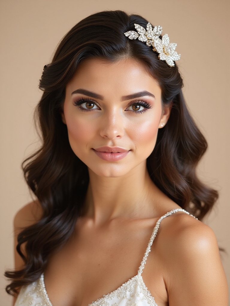 romantic crystal floral combs
