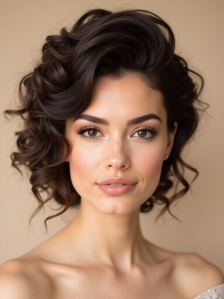 romantic curly wedding updo
