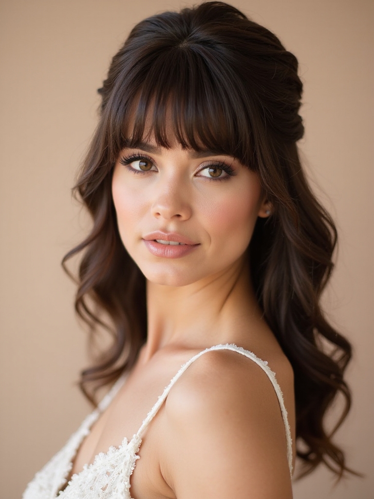 romantic curtain bangs hairstyle