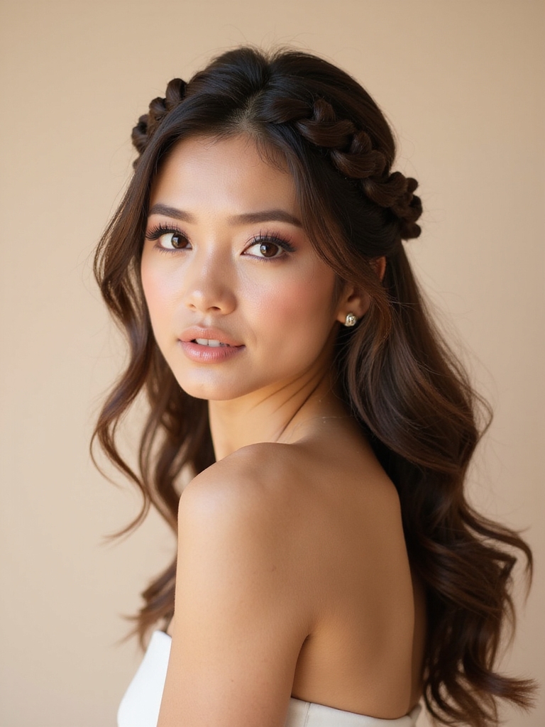 romantic half up braid style