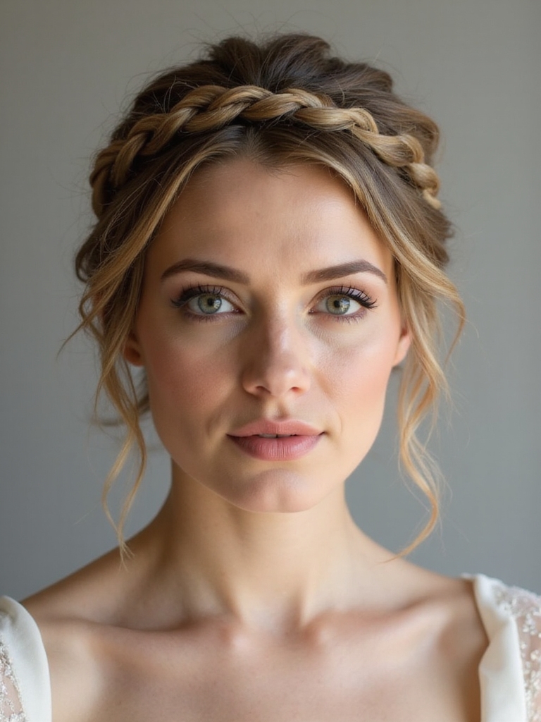 romantic messy braided crown